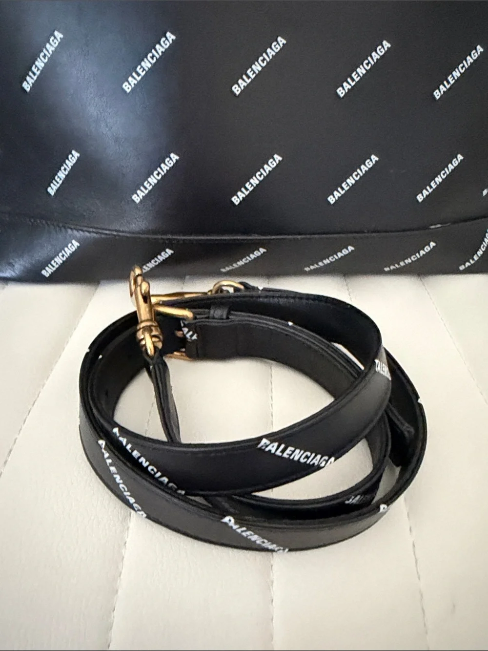 Balenciaga Black Logo-Print Dome Satchel